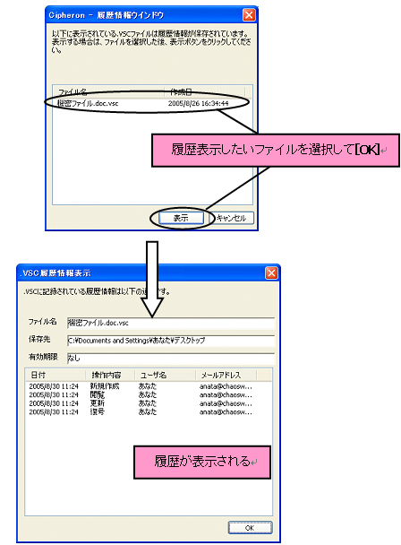 履歴表示例